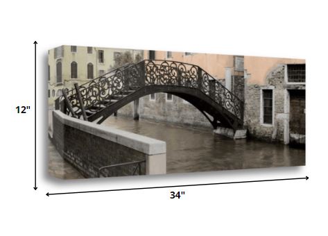 HomeRoots 34" Opaque Venice and Rustic Traditional Bridge Giclee Wrap Canvas Wall Art