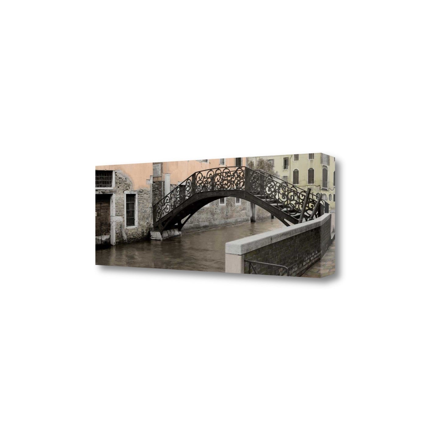HomeRoots 34" Opaque Venice and Rustic Traditional Bridge Giclee Wrap Canvas Wall Art