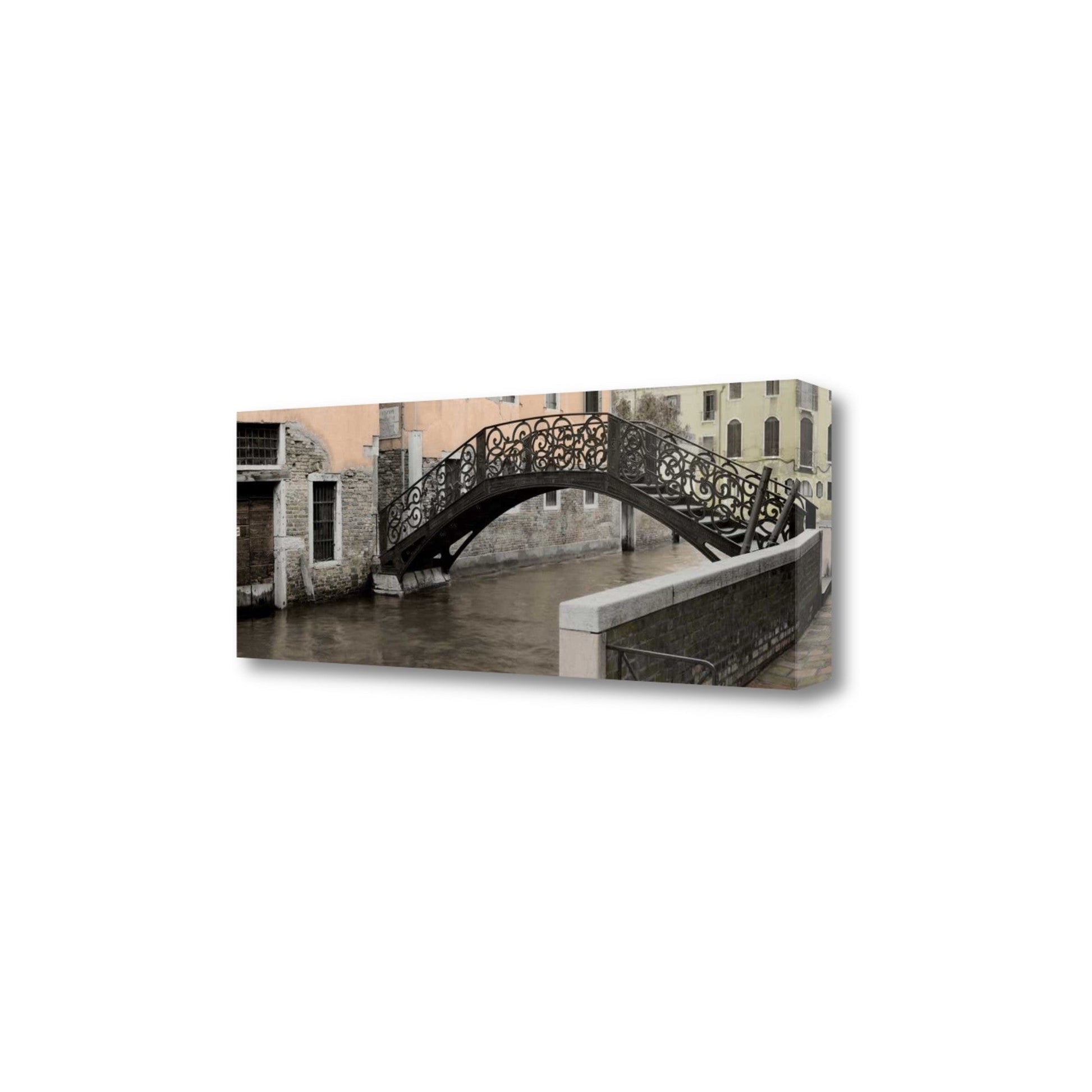 HomeRoots 34" Opaque Venice and Rustic Traditional Bridge Giclee Wrap Canvas Wall Art