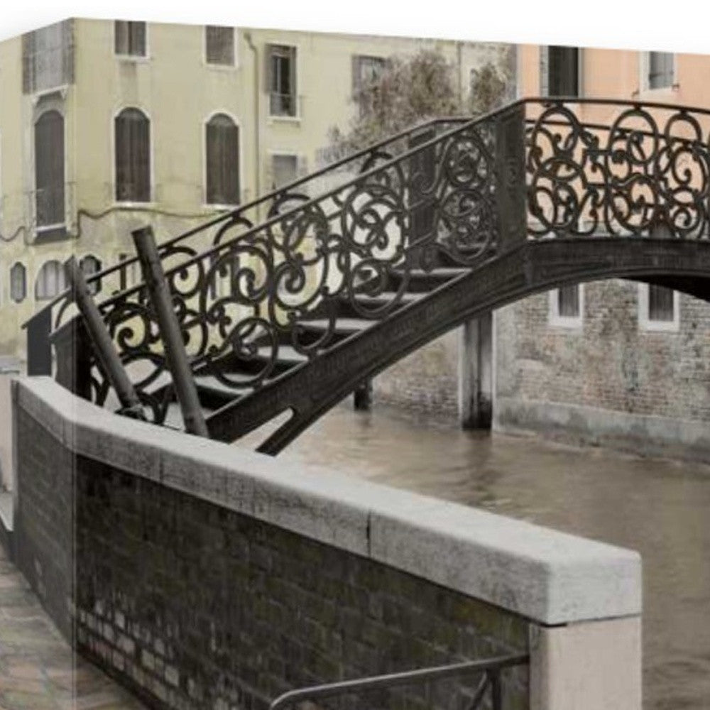 HomeRoots 34" Opaque Venice and Rustic Traditional Bridge Giclee Wrap Canvas Wall Art