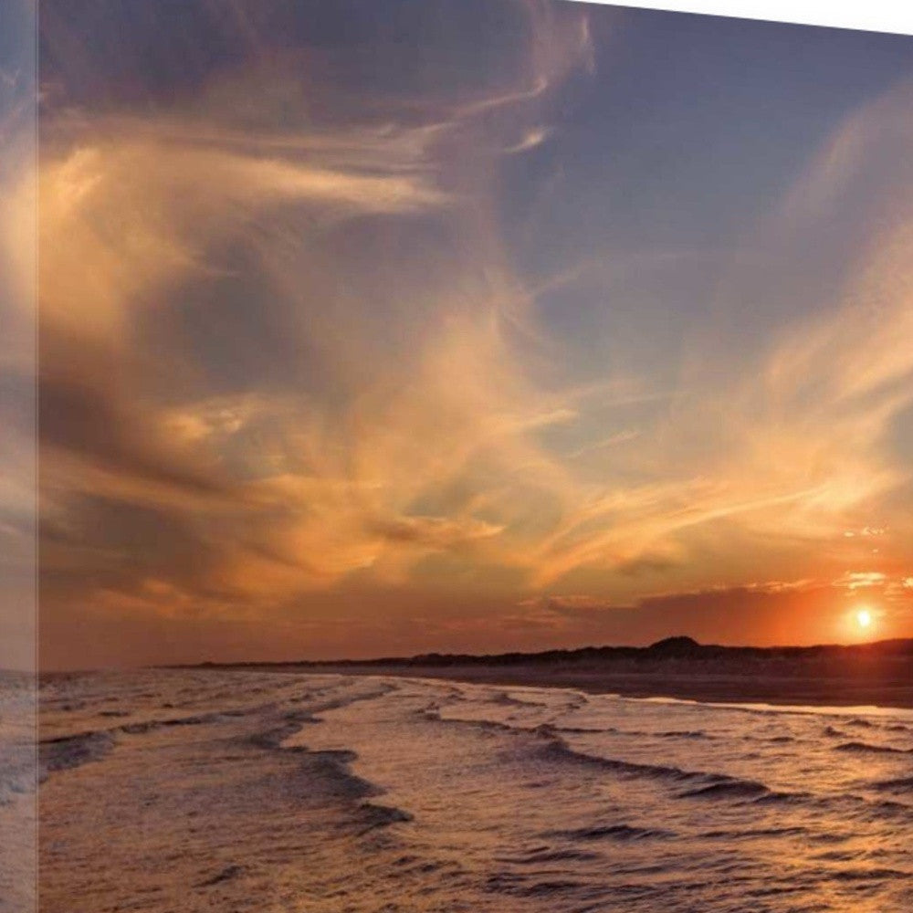HomeRoots 34" Orange Sunset Over The Ocean 5 Giclee Wrap Canvas Wall Art