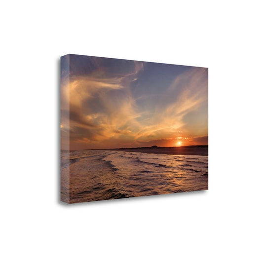 HomeRoots 34" Orange Sunset Over The Ocean 5 Giclee Wrap Canvas Wall Art