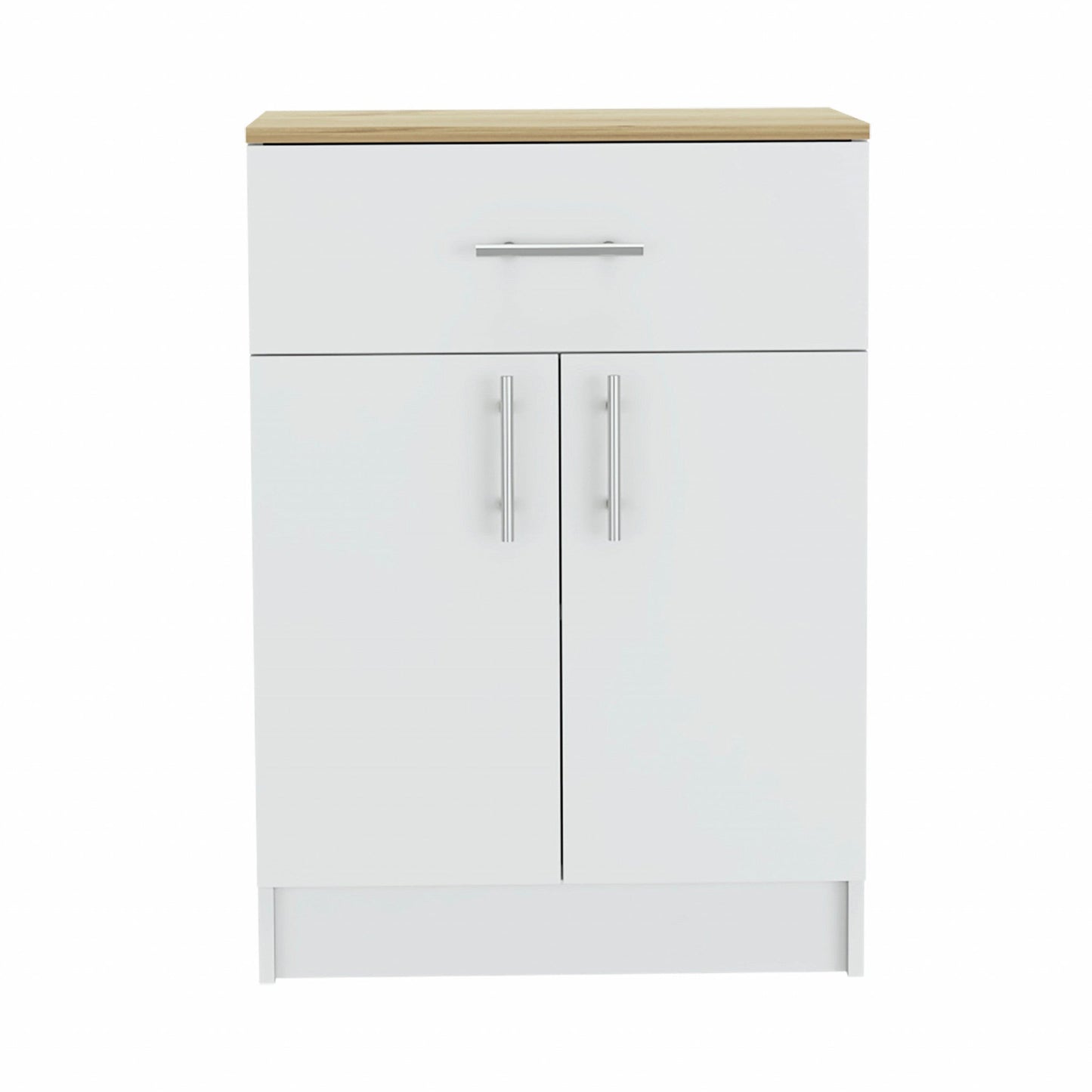 HomeRoots 34" Pantry Cabinet With Light Oak And White Finish