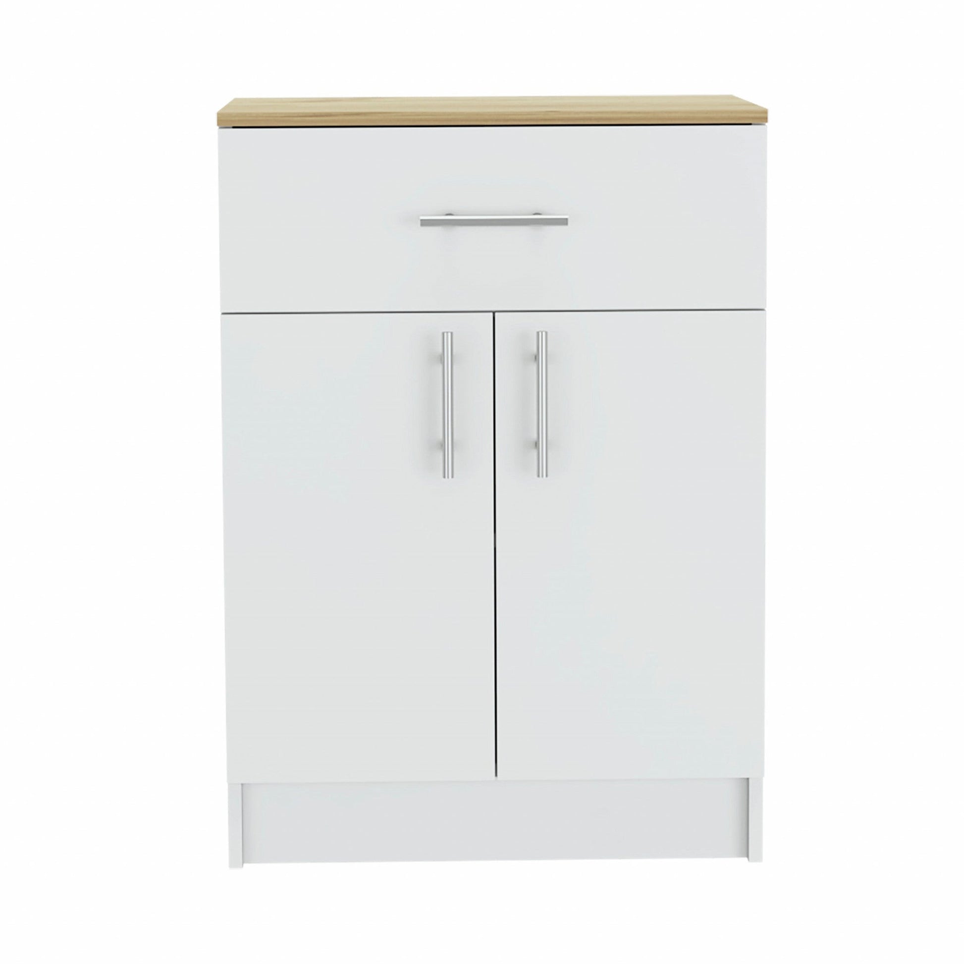 HomeRoots 34" Pantry Cabinet With Light Oak And White Finish