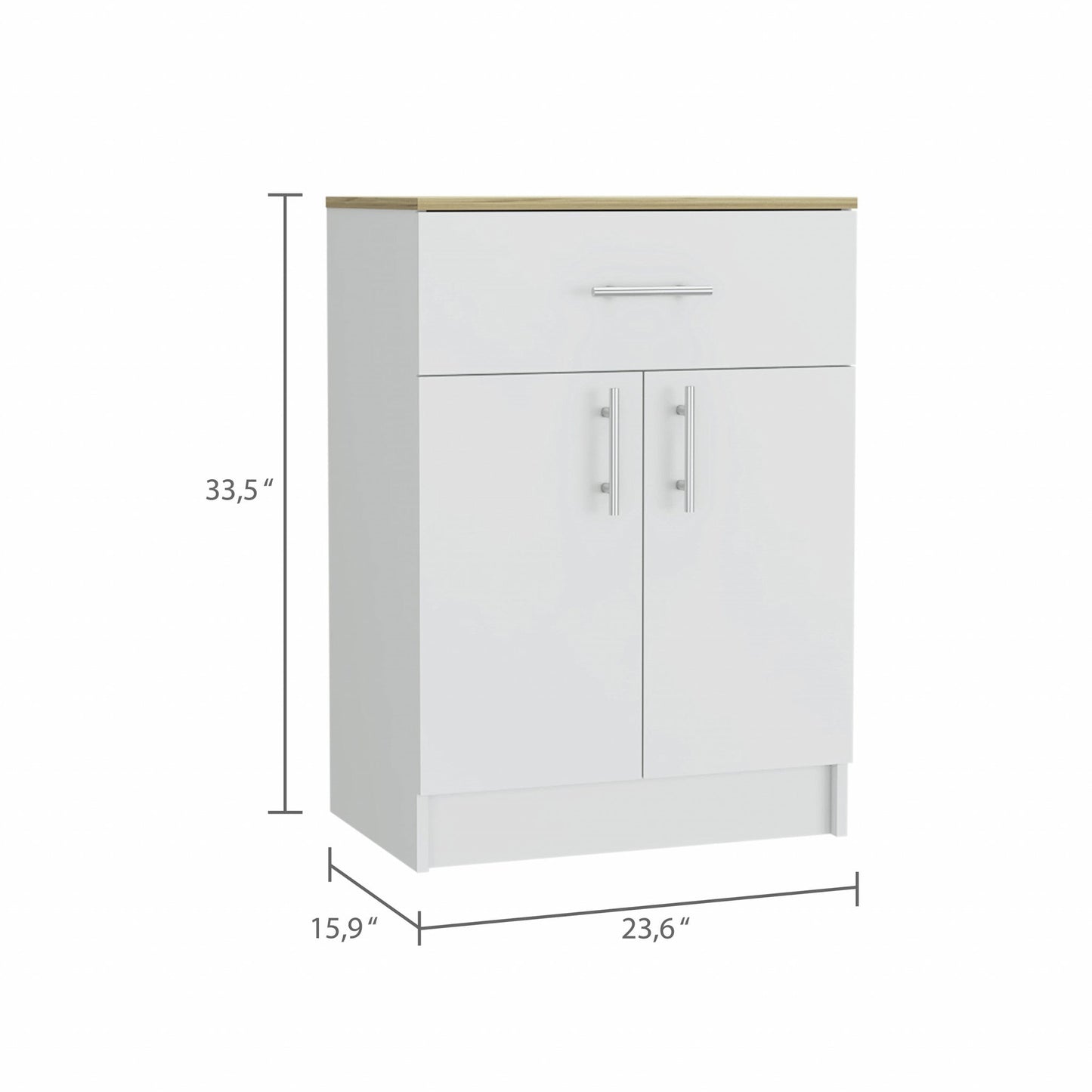 HomeRoots 34" Pantry Cabinet With Light Oak And White Finish