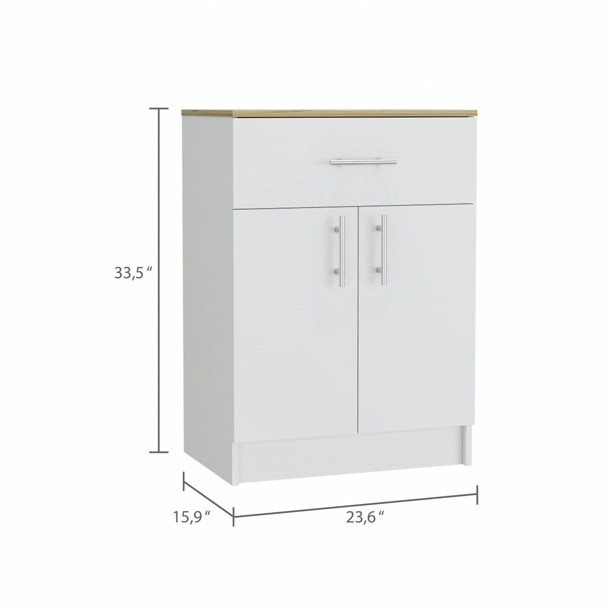 HomeRoots 34" Pantry Cabinet With Light Oak And White Finish