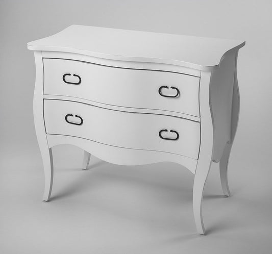 HomeRoots 34" Solid Wood Two Drawer Chest in White Finish