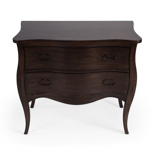 HomeRoots 34" Solid Wood Two Drawer Dresser in Brown Finish