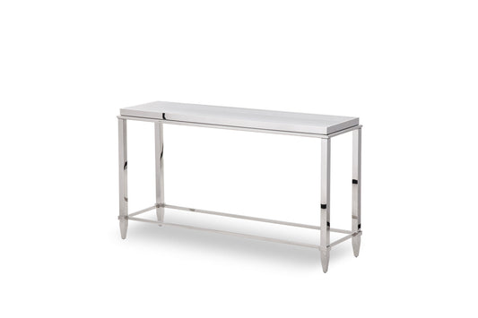 HomeRoots 34" Stainless Steel and Glass Console Table