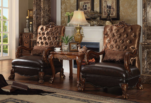 HomeRoots 34" Velvet Tufted Chesterfield Chair With Golden Brown And Chocolate Finish