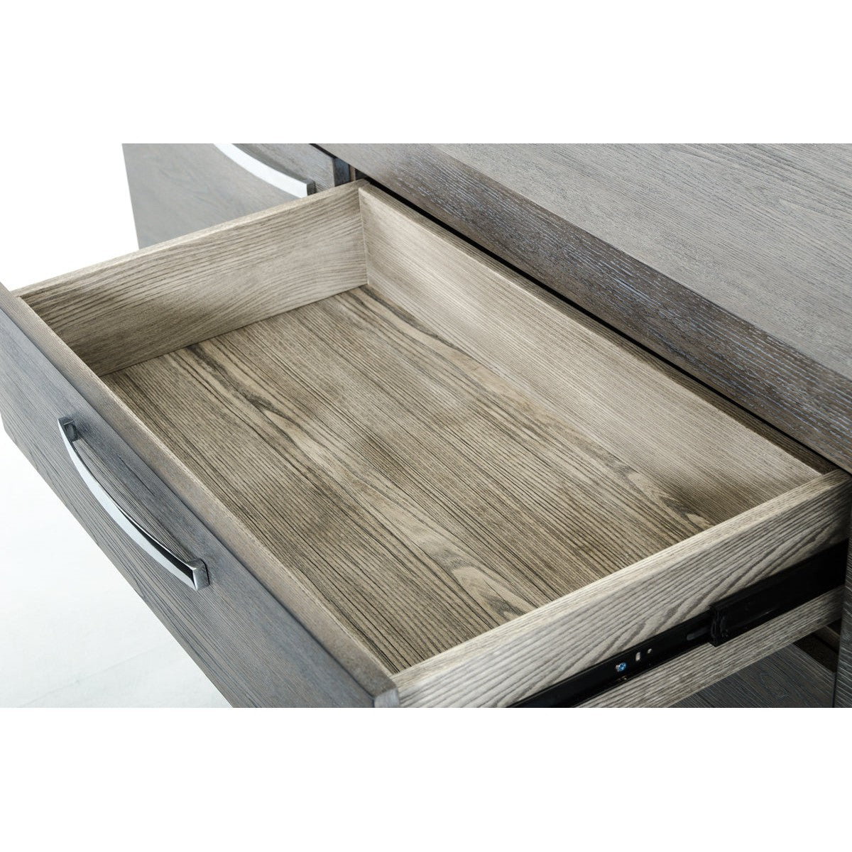 HomeRoots 34" Veneer And Steel Buffet With 3 Drawers And 2 Doors In Grey Finish