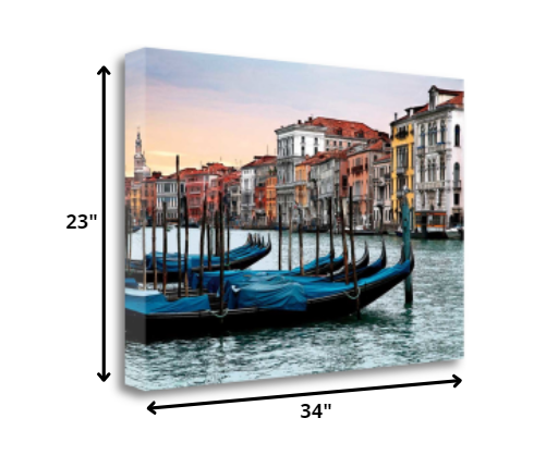 HomeRoots 34" Venice Italy Sunset View 3 Giclee Wrap Canvas Wall