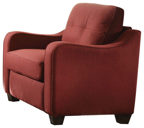 HomeRoots 34" x 31" x 35" Linen Chair in Red Finish