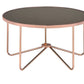 HomeRoots 34" x 34" x 18" Smoky Glass Coffee Table With Rose Gold Base Finish