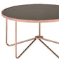 HomeRoots 34" x 34" x 18" Smoky Glass Coffee Table With Rose Gold Base Finish