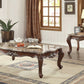 HomeRoots 34" x 60" x 20" Walnut Wood Coffee Table With Marble Top Finish
