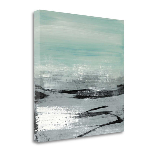 HomeRoots 35" Abstract Beach Painting Giclee Print on Gallery Wrap Canvas Square Wall Art