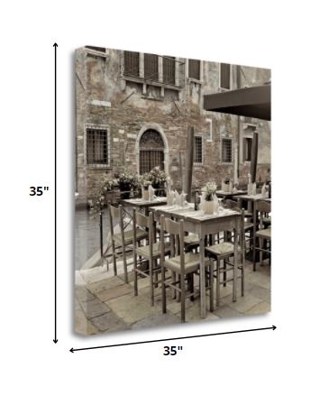 HomeRoots 35" Authentic Venetian Cafe Giclee Wrap Canvas Wall Art