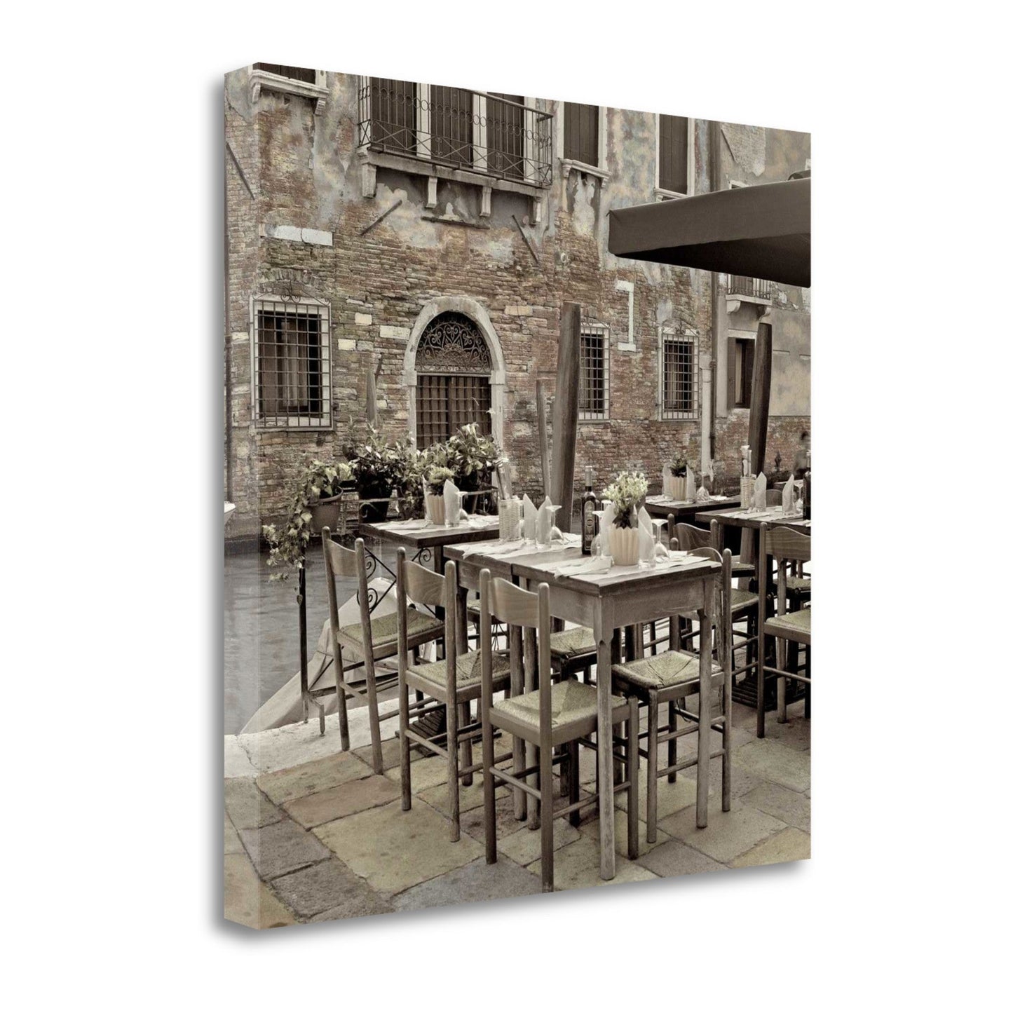 HomeRoots 35" Authentic Venetian Cafe Giclee Wrap Canvas Wall Art