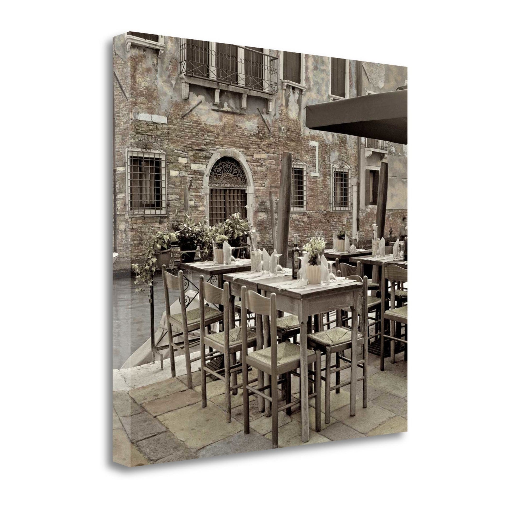 HomeRoots 35" Authentic Venetian Cafe Giclee Wrap Canvas Wall Art