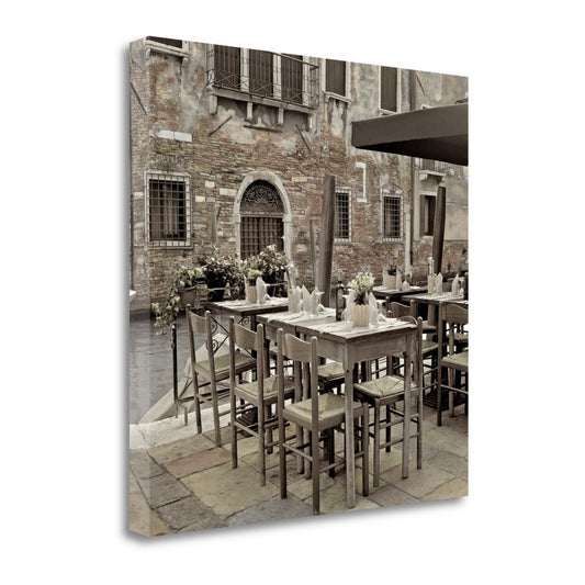 HomeRoots 35" Authentic Venetian Cafe Giclee Wrap Canvas Wall Art