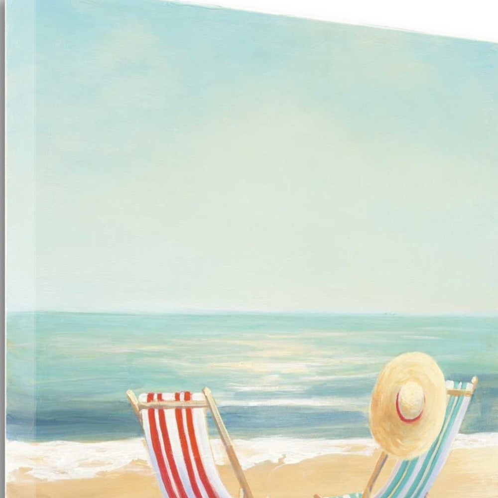 HomeRoots 35" Beach Chairs on the Sand Giclee Canvas Wall Art