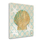 HomeRoots 35" Beach Seashell on Linen Giclee Print on Gallery Wrap Canvas Wall Art