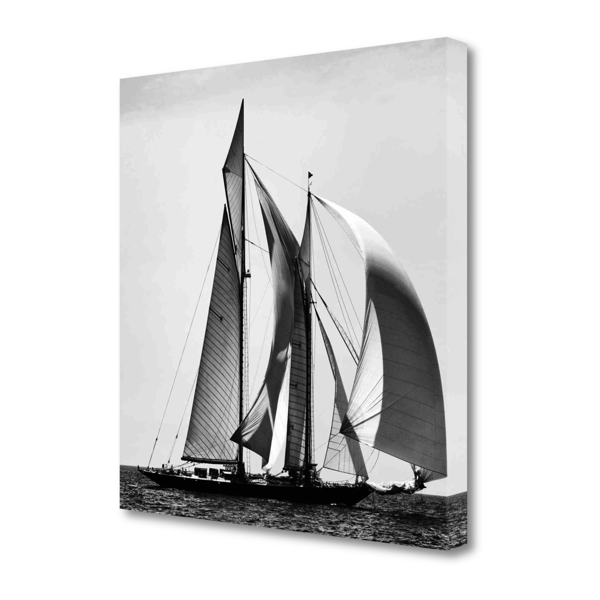 HomeRoots 35" Black and White Sailboat Giclee Wrap Canvas Wall Art
