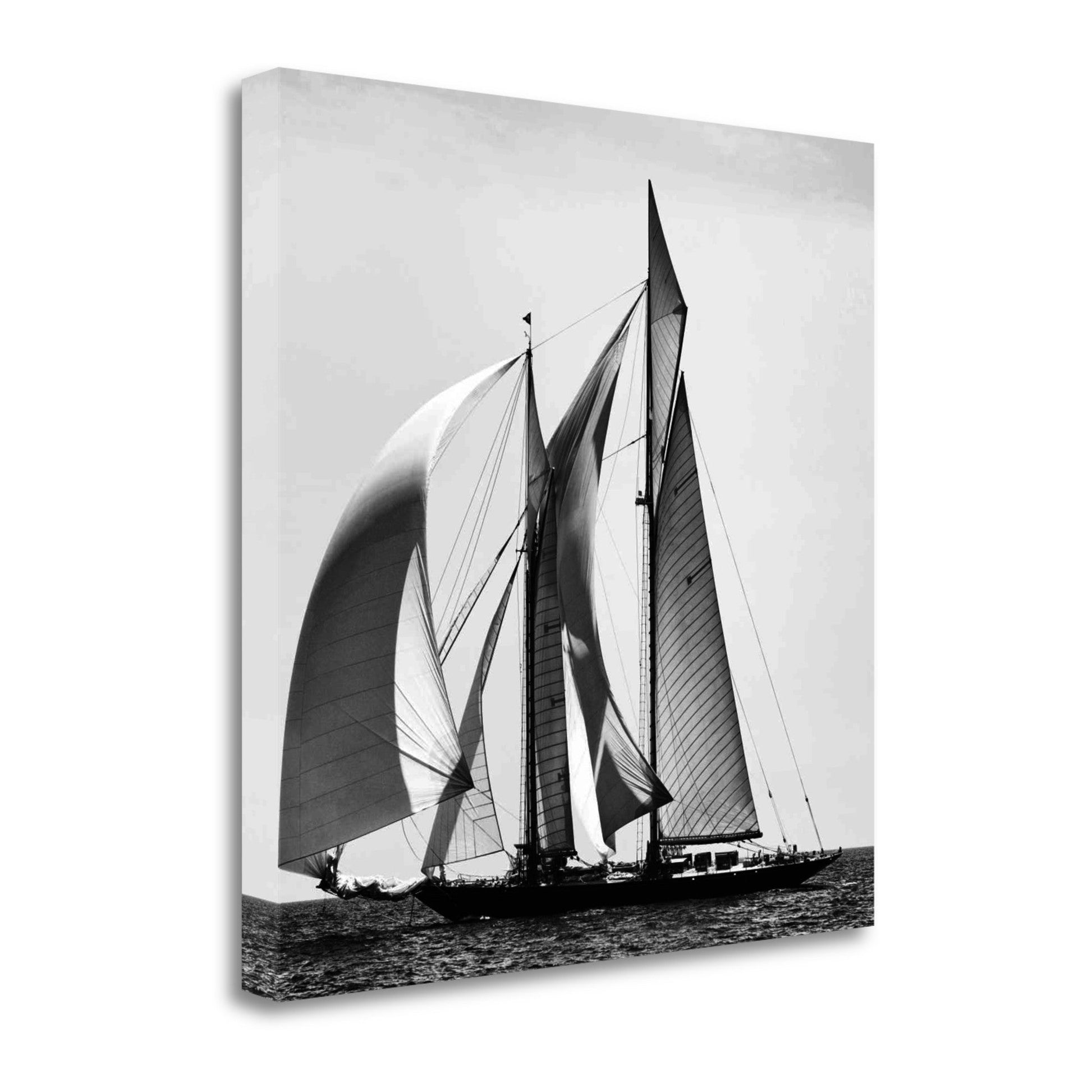HomeRoots 35" Black and White Sailboat Giclee Wrap Canvas Wall Art