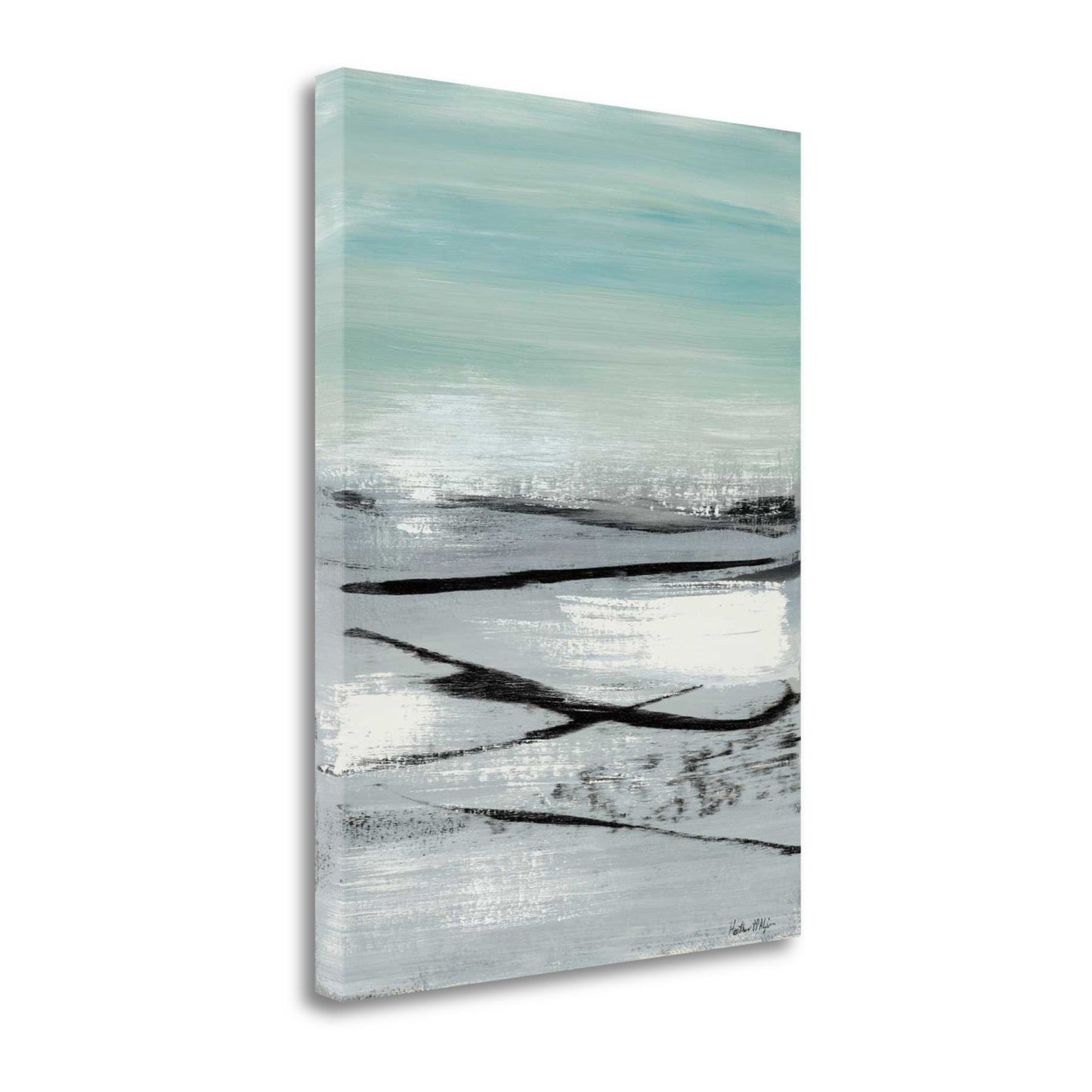 HomeRoots 35" Blue Abstract Beach Painting Giclee Print on Gallery Wrap Canvas Wall Art