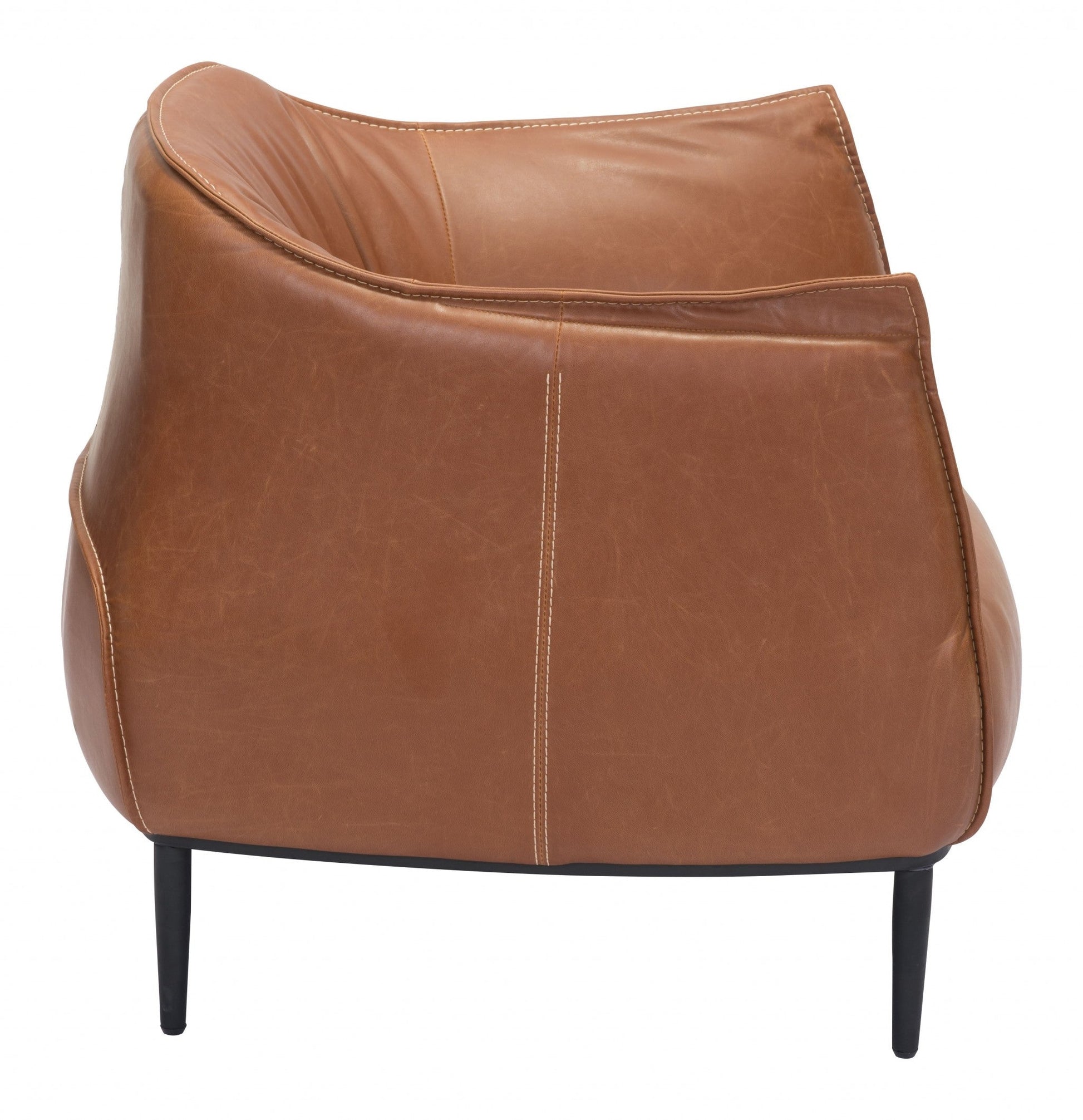 HomeRoots 35" Coffee And Brown Faux Leather Barrel Chair