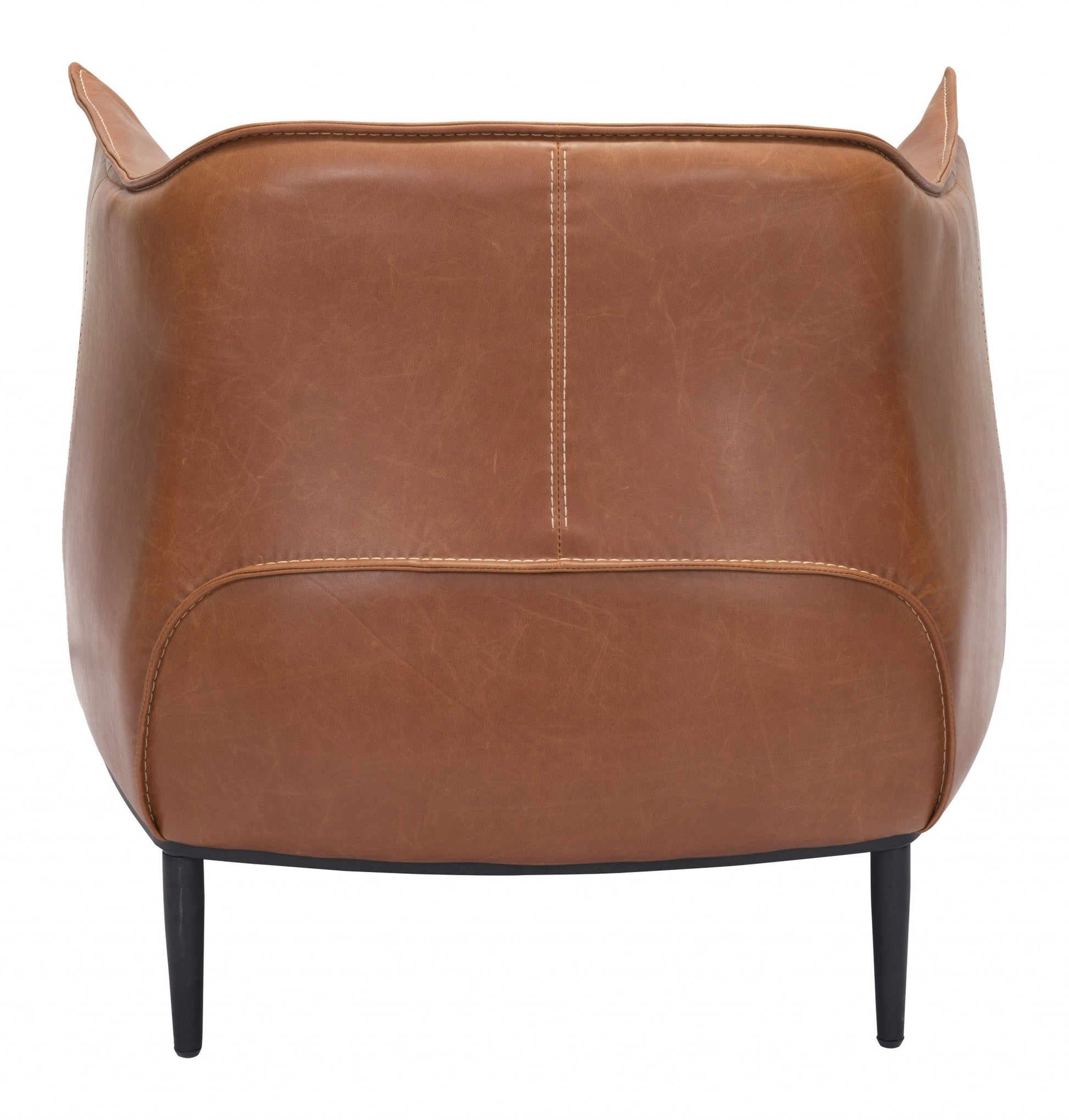 HomeRoots 35" Coffee And Brown Faux Leather Barrel Chair