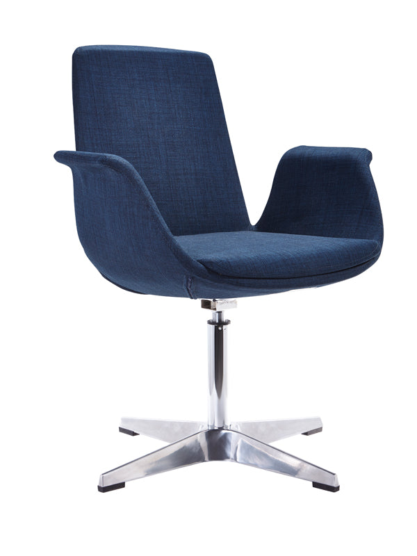 HomeRoots 35" Fabric Polyester and Aluminum Accent Chair in Blue Finish