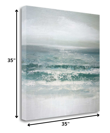 HomeRoots 35" Gushing Ocean Waves Giclee Wrap Canvas Wall Art