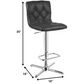 HomeRoots 35" Leatherette And Steel Bar Stool In Black