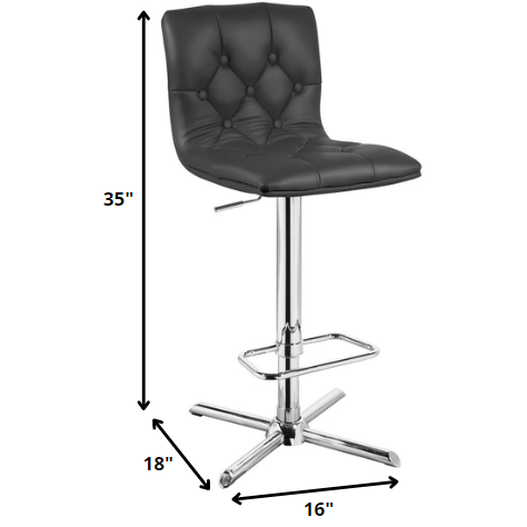 HomeRoots 35" Leatherette And Steel Bar Stool In Black