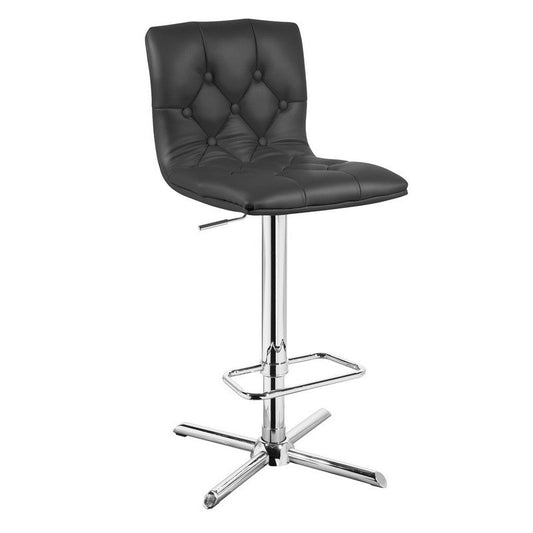 HomeRoots 35" Leatherette And Steel Bar Stool In Black