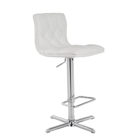 HomeRoots 35" Leatherette And Steel Bar Stool In White