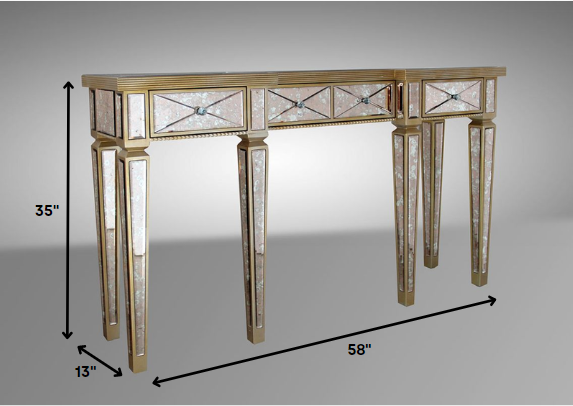 HomeRoots 35" Mirrored Glass and MDF Console Table