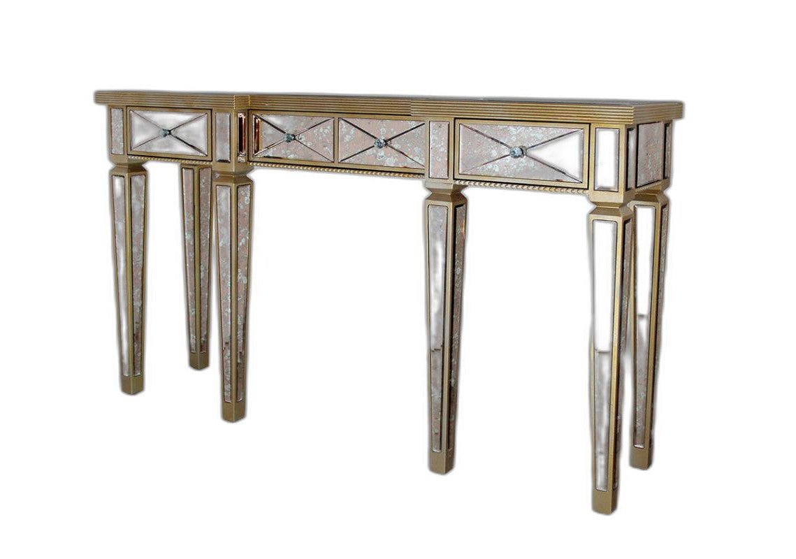 HomeRoots 35" Mirrored Glass and MDF Console Table