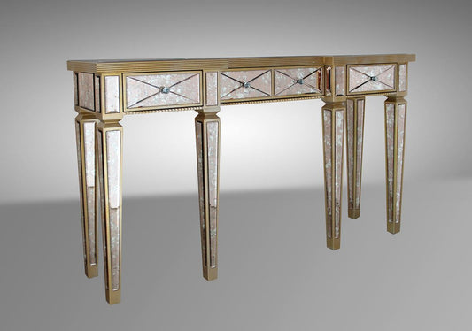 HomeRoots 35" Mirrored Glass and MDF Console Table