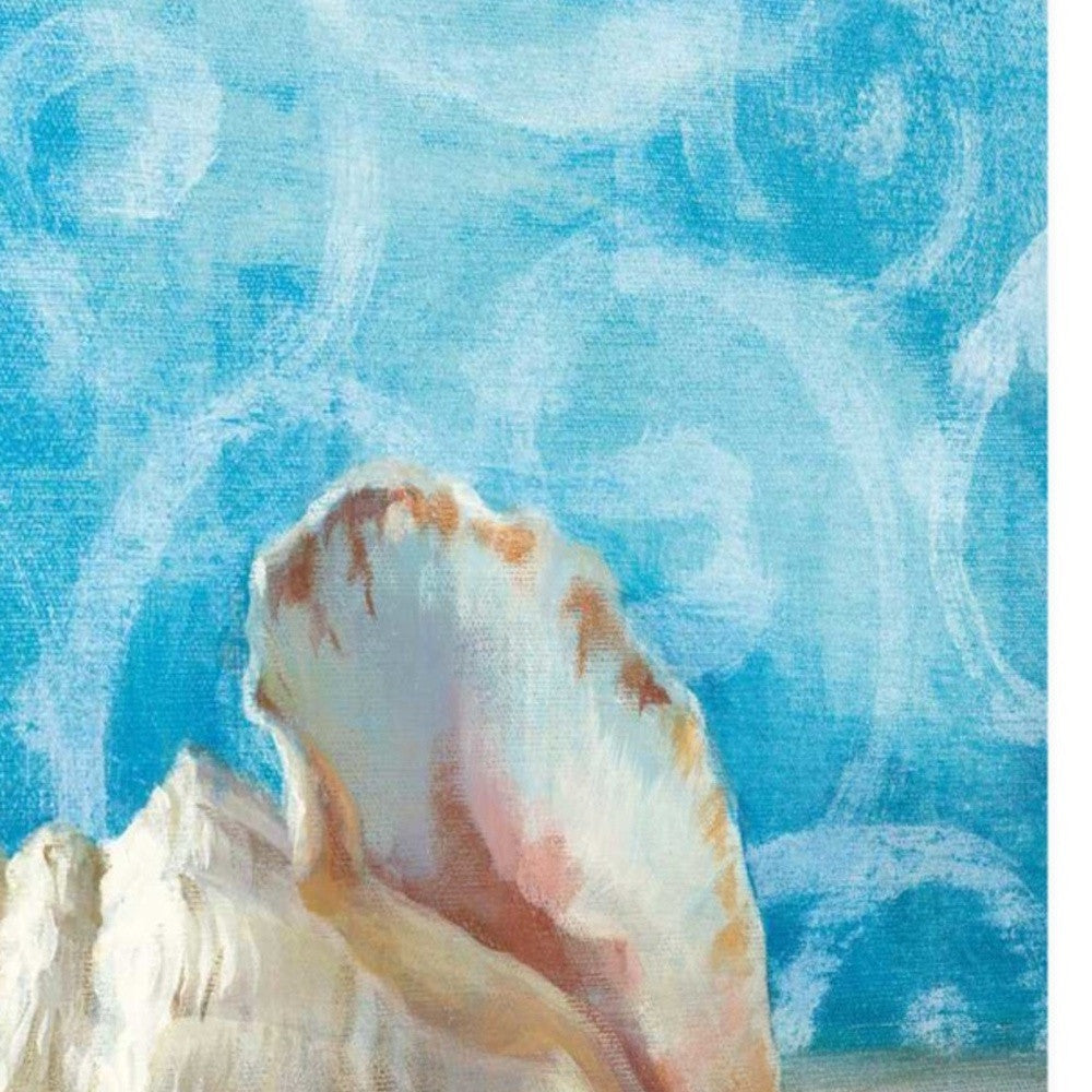 HomeRoots 35" Mod Blue Scroll Coastal Conch 4 Giclee Wrap Canvas Wall Art