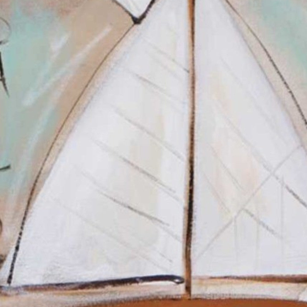 HomeRoots 35" Starfish Sailboat and Beach Sign Giclee Wrap Canvas Wall Art