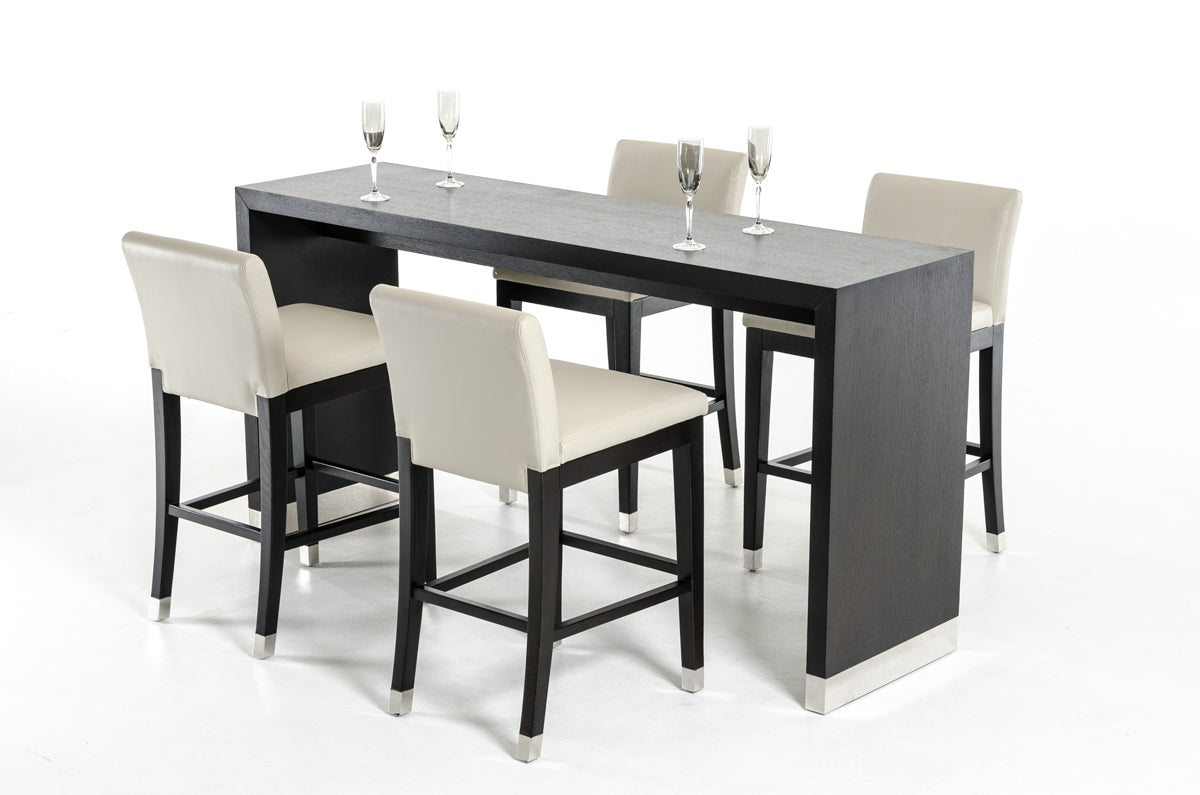 HomeRoots 35' Wenge Veneer and Stainless Steel Bar Table