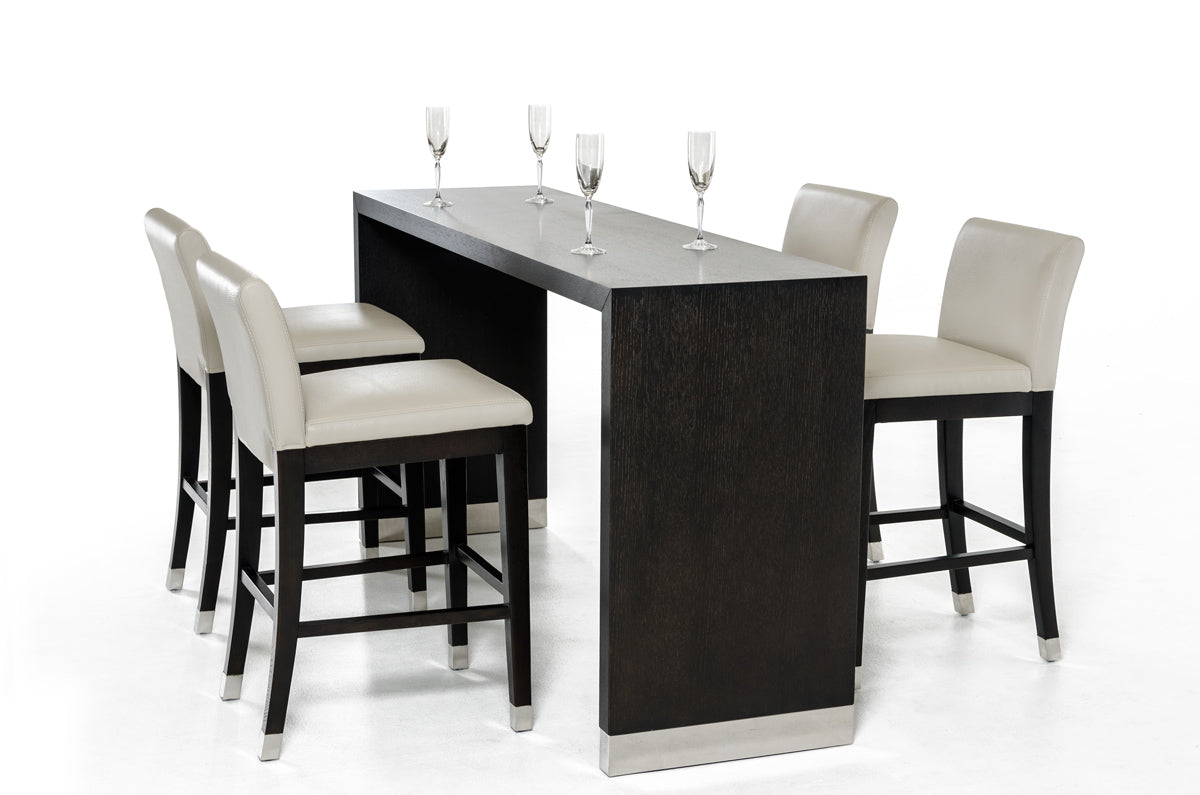 HomeRoots 35' Wenge Veneer and Stainless Steel Bar Table