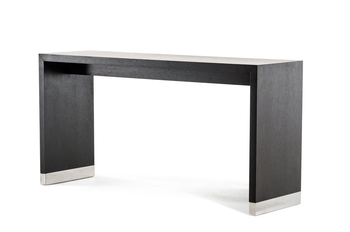 HomeRoots 35' Wenge Veneer and Stainless Steel Bar Table