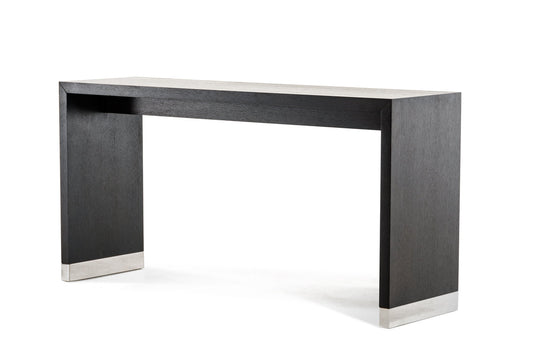 HomeRoots 35' Wenge Veneer and Stainless Steel Bar Table