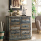 HomeRoots 35" x 15" x 36" Antique Oak And Teal Console Table