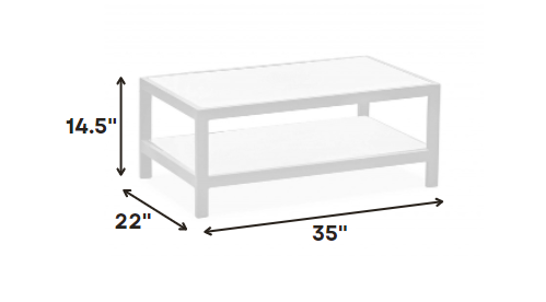 HomeRoots 35" x 22" 14.5" Aluminum Coffee Table in White Finish