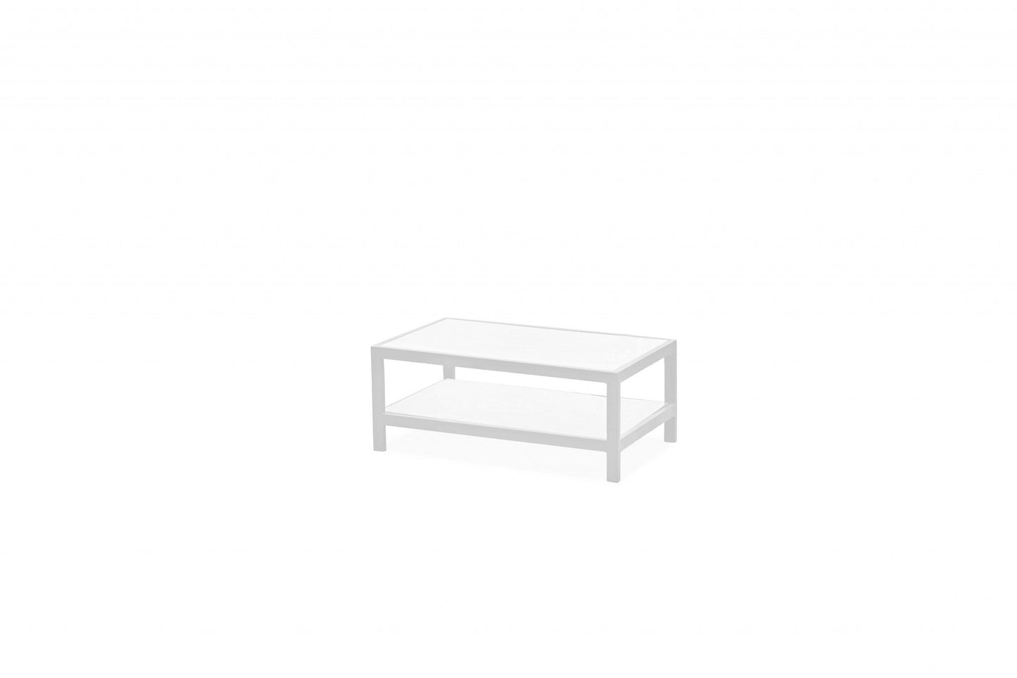 HomeRoots 35" x 22" 14.5" Aluminum Coffee Table in White Finish